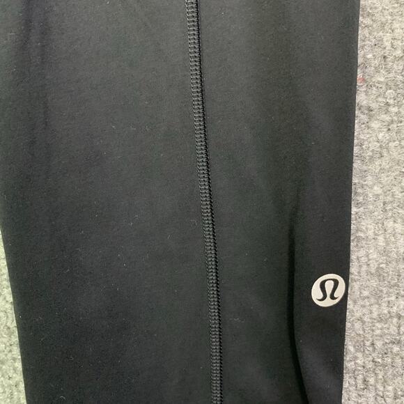 Lululemon ‎ 6 Cropped Leggings Stretch Running Pockets Black - Picture 3 of 11